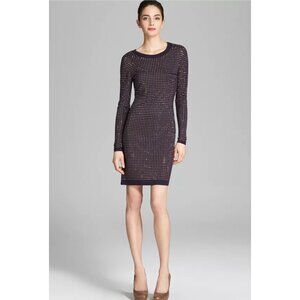 MICHAEL Michael Kors Studded Long Sleeve Dress Dark Navy Stretch Women's Size Me